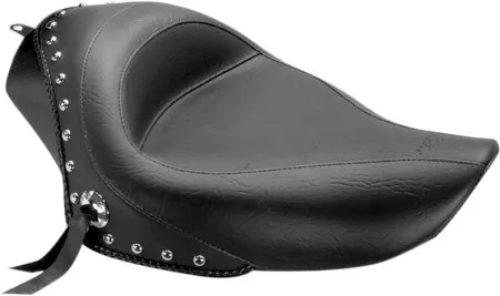 Mustang Standard Touring Solo Seat Studded with Plain Conchos, 12.5 Inch Width For Harley Davidson 2004-2020 XL Sportster Models with 4.5 Gallon Tanks (76156)