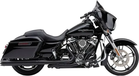 Cobra 4 Inch Dual Cut Mufflers In Black With Contrast Cut Tip For 2017-2024 Harley Davidson Touring Models (6267RB)