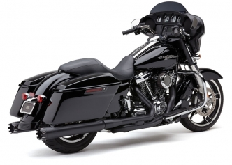 Cobra 4 Inch Dual Cut Mufflers In Black With Contrast Cut Tip For 2017-2022 Harley Davidson Touring Models (6267RB)