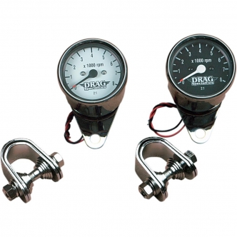 Drag Specialties 2.4 Inch Tachometer 8000 RPM Bulb Chrome, White Face For 1999-2003 Twin Cam, 1986-2003 XL Models (21-6930NUDS)