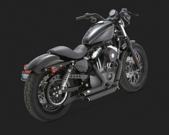 Vance & Hines Shortshots Staggered In Black For Harley Davidson 2004-2013 Sportster Motorcycles (47219)