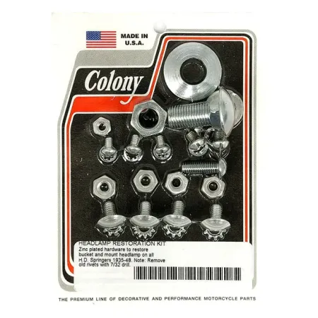 Colony Headlamp Mount Kit OEM Reproduction Hardware in Zinc Finish For 1935-1948 All Springer Models (8943-27-Z)