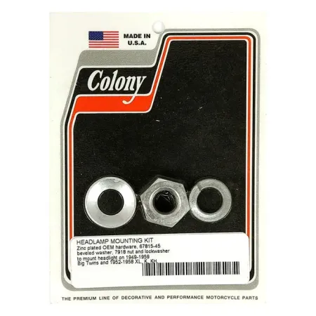 Colony Headlamp Mount Kit Reproduction Hardware in Zinc Finish For 1949-1959 B.T., 1952-1958 K, KH, XL Models (2006-3-Z)