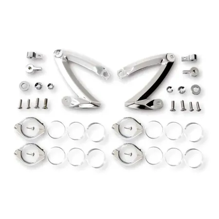 Doss Headlamp Bracket Z-Style Aluminium In Chrome Finish For 50-52-54mm Fork Tubes (220-6819)