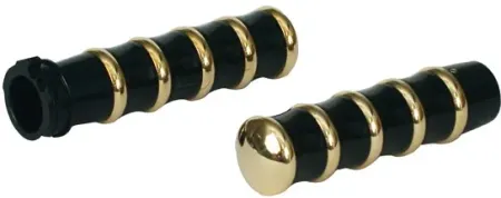 Kustom Tech Vintage Grips in Black and Brass For External Throttle (06-037)