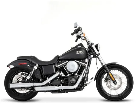 Rinehart Racing 3 Inch Slip-Ons In Chrome Finish With Black Straight End Caps For Harley Davidson 2007-2017 Softail Motorcycles (500-0200)