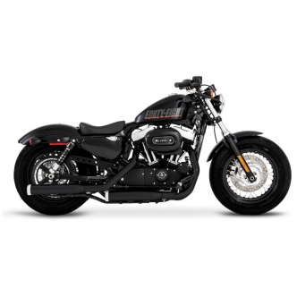 Rinehart Racing 3 Inch Slip-Ons In Black With Chrome Straight End Caps For Harley Davidson 2014-2020 Sportster Motorcycles (500-0401C)