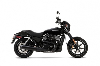 Rinehart Racing 4 Inch Slip-On Muffler In Black With Black End Caps For Harley Davidson 2015-2020 Street Motorcycles (500-0600)