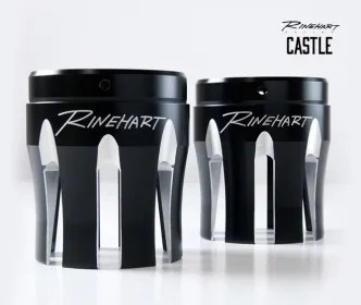 Rinehart Racing 4 Inch Castle End Caps In Black Finish (Pair) (900-0110)