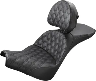 Saddlemen Seat Explorer LS Two-Up Lattice With Backrest in Black For 2018-2023 FXBB Street Bob & FXST Standard Models (818-30-030LS)