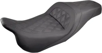 Saddlemen 2-Up Seat Slim Front/Rear Leather/Saddlehyde/Saddlegel in Black For 2008-2023 Harley Davidson FLHR, FLHT, FLHX & FLTR Touring Models (808-07B-162)