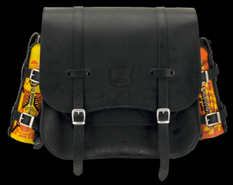 Texas Leather Side Saddlebag in Black Leather With Matte Buckles And Two Chuchaqui Drink Bottles With Holders (757028)