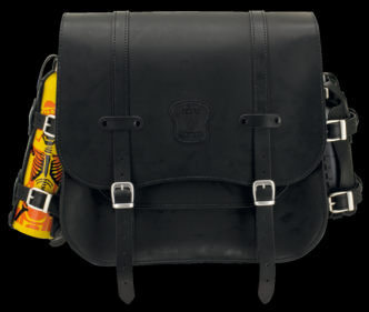 Texas Leather Side Saddlebag in Black Leather With Matte Buckles, One 1.5 Litre Fuel Bottle With Holder And One Chuchaqui Drink Bottle With Holder (757029)