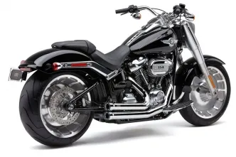 Cobra Speedster Shorts RPT Exhaust in Chrome Finish With 222 Degree Full-Length Heat Shields For 2018-2024 FLFB/S Softail Fat Boy, FXBR/S Softail Breakout Models (6795)