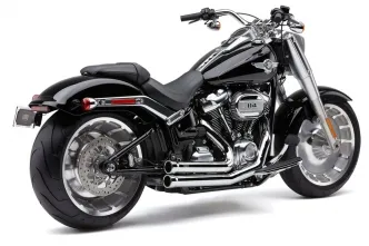 Cobra Speedster 909 Exhaust System in Chrome Finish With Full Length Heat Shields For 2018-2024 FLFB/S Softail Fat Boy, FXBR/S Softail Breakout Models (6715)