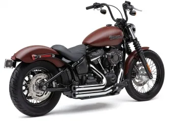 Cobra Speedster Shorts RPT Exhaust in Chrome Finish With 222 Degree Full-Length Heat Shields For 2018-2024 Softail FLDE Deluxe, FXLR Low rider, FLSL Slim, FXBB Street Bob Models (6792)