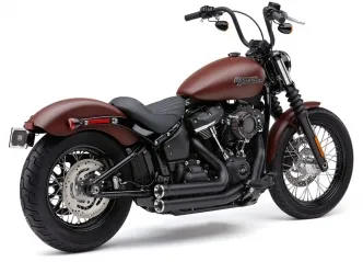 Cobra Speedster Shorts RPT Exhaust in Black Finish With 222 Degree Full-Length Heat Shields For 2018-2024 Softail FLDE Deluxe, FXLR Low rider, FLSL Slim, FXBB Street Bob Models (6792B)