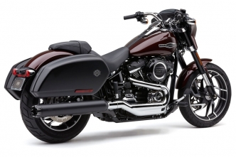 Cobra Dual Cut 4 Inch Slip-On in Black Finish With A Machined Aluminium Dual Cut Tip For 2018-2023 FLSB Softail Sport Glide Models (6521B)