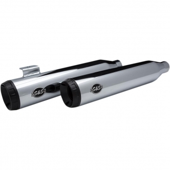 S&S Cycle Muffler Slip-On Staggered Grand National in Chrome Finish With Black End Caps For 2008-2016 FXDF And 2010-2016 FXDWG Models (550-0723)
