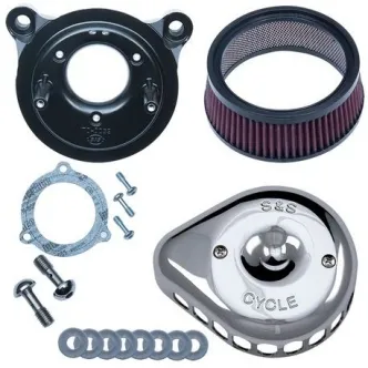 S&S Air Cleaner Mini Teardrop Stealth in Chrome Finish 2008-2016 Touring, 2016-2017 Softail Models (170-0437)