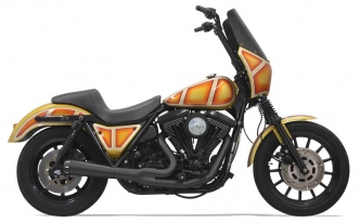 Bassani Short 2-1 Road Rage Exhaust System In Black For Harley Davidson FXR Motorcycles (1FXR2B)