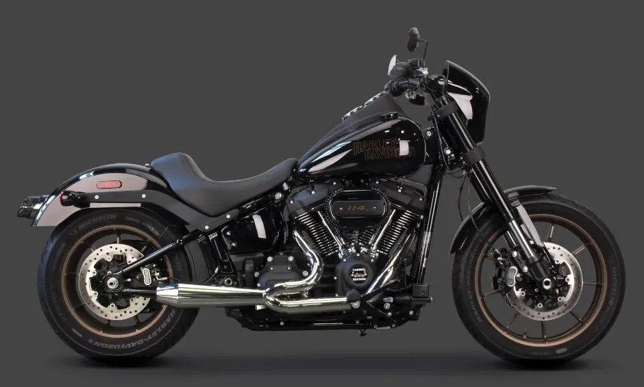 Two Brothers Racing 2 Into 1 Generation II Exhaust In Polished Finish For 2018 2024 Softail Fat Bob Deluxe Low Rider S Slim Street Bob Standard Models 005 4970199 P ARH Custom USA