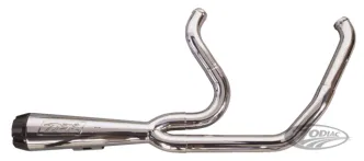 Two Brothers Racing 2-Into-1 Competition-S Exhaust In Polished Finish With Carbon Fibre End Cap For 2018-2024 Softail Fat Bob, Deluxe, Low Rider / S, Slim, Street Bob & Standard Models (005-4960199-P)