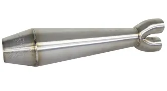 Two Brothers Racing 2-Into-1 Full Exhaust System Generation II Muffler in Raw Finish For 2018-2023 FLFB & FLFBS Fat Boy, FXBR & FXBRS Breakout and FXDR Models (005-4990199)