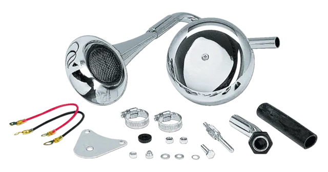 V-Twin 33-0708 12 Volt Motorcycle Horn With Bracket - Fits Harley FL 1965-1980 & FX 1971-1980 Models