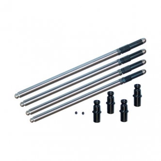 S&S Solid Chrome Moly Pushrod Kit +.075 Inch Cylinder Adjustable Pushrods With Non Adjustable Solid Lifter Conv. Adapters For 1966-1984 Shovel Strokers Models (93-5014)