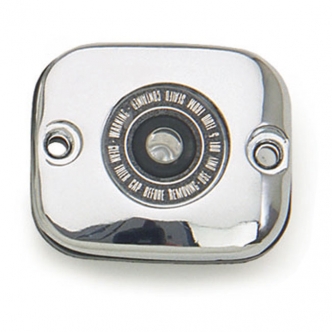 DOSS Brake Master Cylinder Cover With Sight Glass In Chrome Finish For Harley Davidson 1996-2005 Motorcycles (ARM212555)