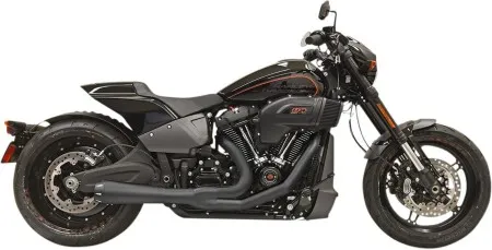 Bassani Exhaust System 2-1 Road Rage With Megaphone Muffler in Black Finish For 2018-2024 Softail Fat Boy, Breakout and FXDR (1S94RB)