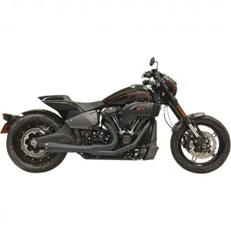 Bassani Exhaust System 2-1 Road Rage With Megaphone Muffler in Black Finish For 2018-2024 Softail Fat Boy, Breakout and FXDR (1S94RB)