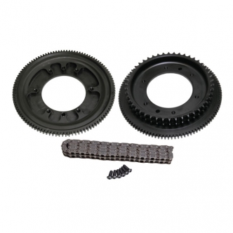 Evolution Sprocket And Ring Gear Set 49 Tooth Fits Stock Clutch Basket, Gives Higher RPM Including 94T Custom Length Primary Chain For 2006-2017 Dyna, 2007-2017 Softail (Excluding Models With A&S Clutch) Models (ARM030255)