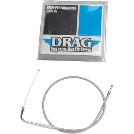 Drag Specialties 38 Inch Braided Stainless Steel Idle Cable For 96-98 FLHT/FLHTC - Replaces 56328-96 (5341600B)