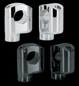 Zodiac Offset Handlebar Risers 2 1/4 Inch High in Chrome Finish For 1 1/4 Inch (31.75mm) Bars (241702)