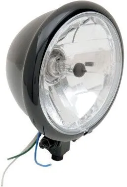 Drag Specialties 14.5cm (5 3/4 Inches) Diamond Style Bottom Mount Headlight Assembly In Gloss Black With Clear Lens For Harley Davidson Springer Motorcycles (2001-1123)