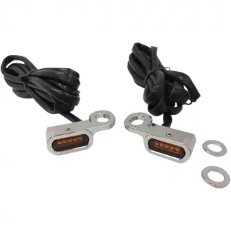 Drag Specialties Handlebar LED Turn Signals in Chrome Finish With Amber Lenses For 2009-2016 Touring, 2016-2017 Softail, 2009-2017 V-Rod With Hydraulic Clutch (L22-0229CAENU)