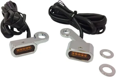 Drag Specialties Handlebar LED Turn Signal in Chrome Finish With Amber Lenses For 2014-2020 Sportster Models (L22-0231CAENU)