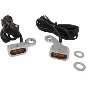 Drag Specialties Handlebar LED Turn Signal in Chrome Finish With Amber Lenses For 2014-2020 Sportster Models (L22-0231CAENU)