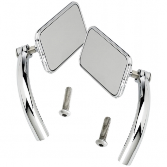 Biltwell Utility Rectangle Mirror Set Perch Mount In Chrome (6502-200-502)
