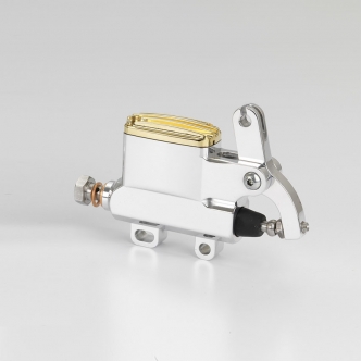 Kustom Tech Deluxe Wire Operator Master Cylinder 14mm (9/16 Inch) Bore In Aluminium & Polished Brass Finish (40-282)