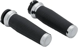 Kuryakyn Thresher Grips In Chrome Finish For 1974-2023 Harley Davidson Single And Dual Throttle Cable Models (5940)