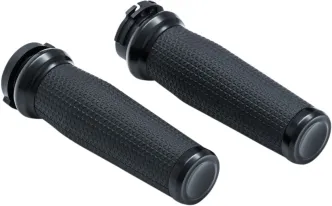 Kuryakyn Thresher Grips In Satin Black Finish For 1974-2023 Harley Davidson Motorcycles with Single Or Dual Throttle Cables (5941)