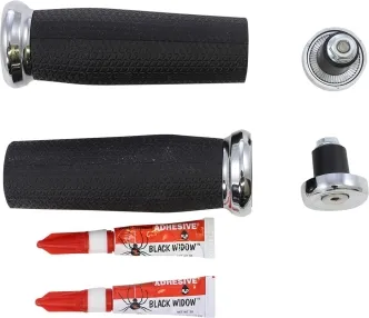 Kuryakyn Universal 7/8 Inch Thresher Grips With Removable End Caps In Chrome Finish (5950)