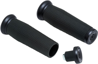 Kuryakyn Universal 7/8 Inch Thresher Grips With Removable End Caps In Satin Black Finish (5951)