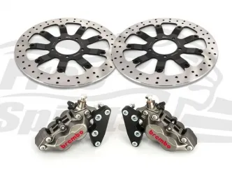 Free Spirits Bolt-in Upgrade Braking Kit In Titanium For Triumph Bonneville T120 Motorcycles (4 Piston Calipers & Rotors Diameter 340mm) (303827T)