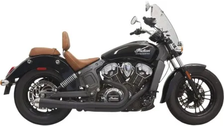 Bassani Road Rage 2-1 Exhaust System With Short Change Megaphone Muffler In Black For Indian Scout 2017-2022 (8S12JB)
