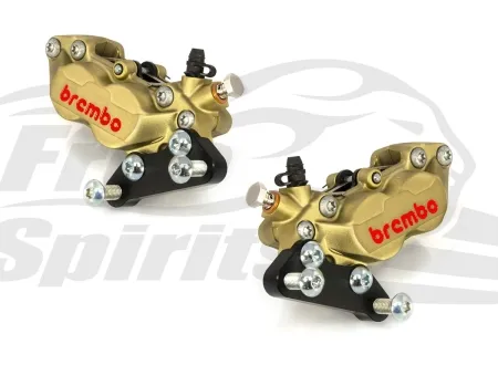 Free Spirits Front 4 Piston Brake Caliper Kit In Gold For Harley Davidson 2006-Up With Dual Disc Models (203909)