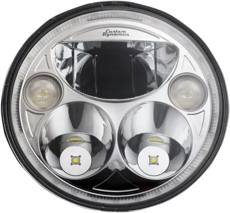 Custom Dynamics Chrome 7 Inch Round TruBeam Headlamp For 2014-2019 Indian Chieftain And Roadmaster Models (CDTB-7-IF-C)